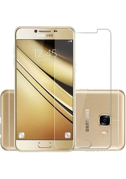 Samsung Galaxy C7 Pro ile Uyumlu Ekran Koruyucu Şeffaf Temperli Kırılmaz Cam Ekran Koruyucu