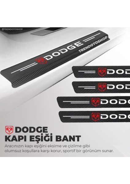 Dodge Uyumlu Karbon Kapı Eşiği Folyo 4'lü Set Orijinal Hava Kanallı Ithal