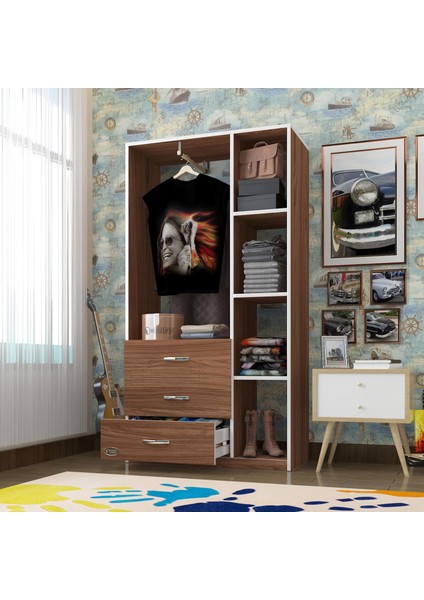 Kenzlife giysi dolabı ökkeş 175*90*40 cvz gardırop 3 çekmeceli