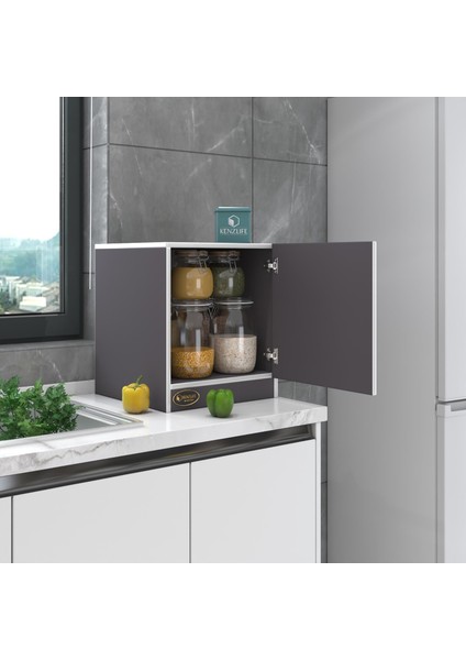 Kenzlife kapaklı mutfak dolabı melek39 gri 039x039x39 banyo ofis komodin (m)
