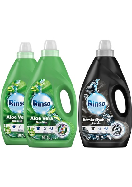 Sıvı Çamaşır Deterjanı Renk Bakım Sağlayıcı ve Koruyucu 3 Lt Aloe Vera X2 + Kömür Siyahlığı X1
