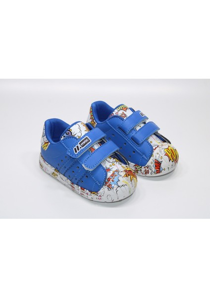 Minican Ortopedik Çok Hafif Taban Çift Cırtlı Kolay Giyim Çizgi Karakter Baskılı Çocuk Günlük Bebe Sneaker