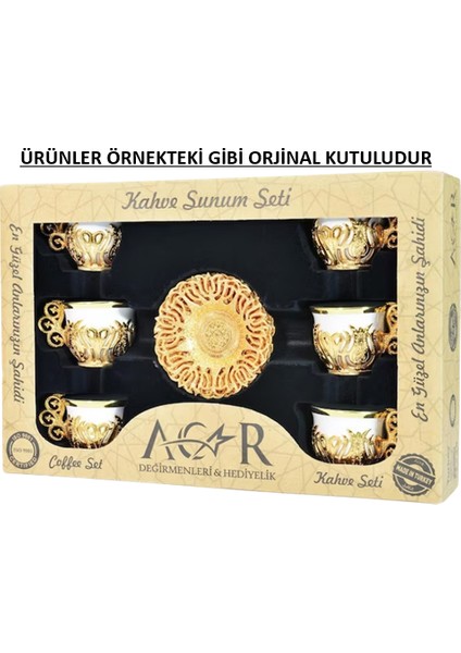 Altılı Kahve Sunum Seti Lale - Siyah - Gold