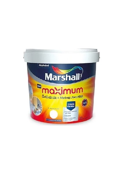 Maximum Silikonlu Ipek Mat Bw Baz Iç Cephe Boyası 15 Lt