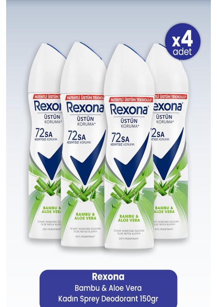 Bambu & Aloe Vera Kadın Sprey Deodorant 150 ml x 4 Adet