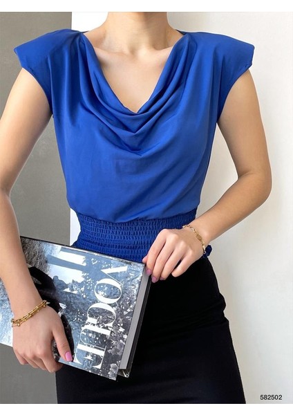 Alt Gipeli Dökümlü Yaka Vatkalı Sandy Bluz (Renkli) modelleri