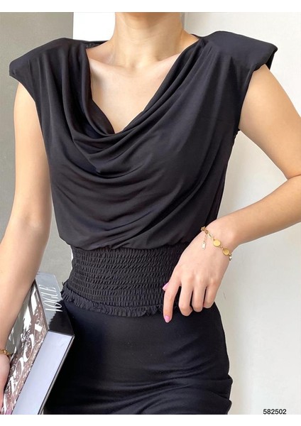 Alt Gipeli Dökümlü Yaka Vatkalı Sandy Bluz (Renkli) fiyatları