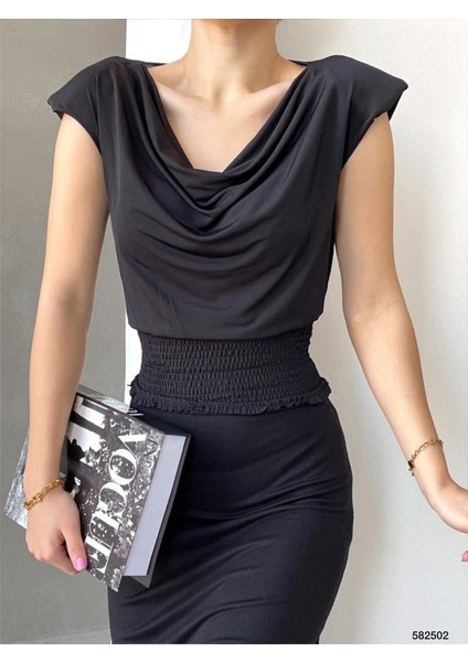 Alt Gipeli Dökümlü Yaka Vatkalı Sandy Bluz (Renkli) fırsatları