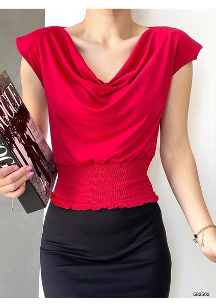 Alt Gipeli Dökümlü Yaka Vatkalı Sandy Bluz (Renkli) fiyatları