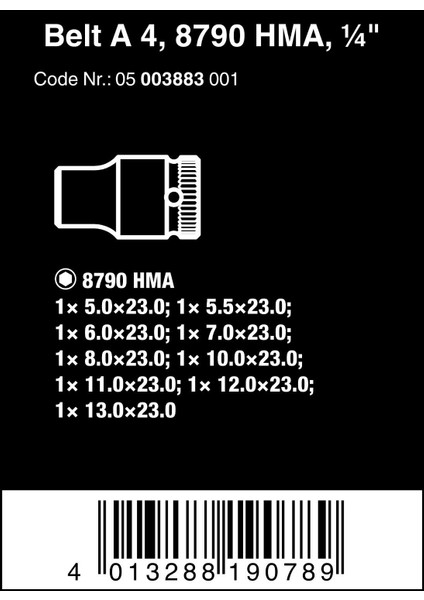 A4 1/4" Lokma Takımı 05003883001 fırsatları