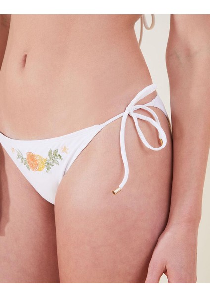 Limon ve Portakal Işlemeli Bikini Altı Beyaz fiyatları