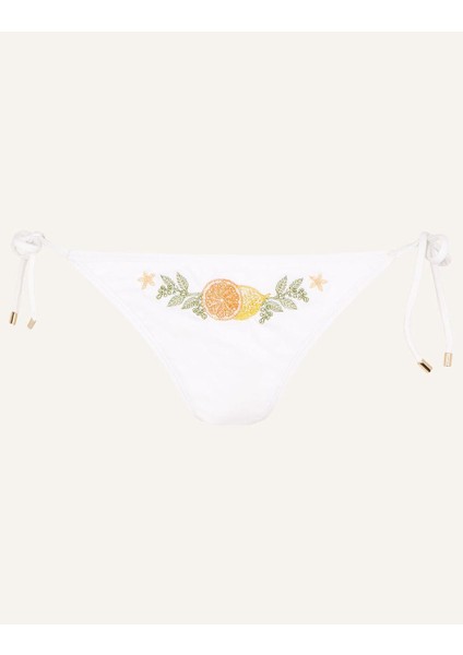 Limon ve Portakal Işlemeli Bikini Altı Beyaz fırsatları