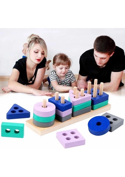 Montessori Oyuncak Ahşap Yapı Taşları Erken Öğrenme Eğitici Oyuncaklar Renk Şekli Maç Çocuk Bulmaca Oyuncaklar Çocuklar Için Erkek Kız (Yurt Dışından)