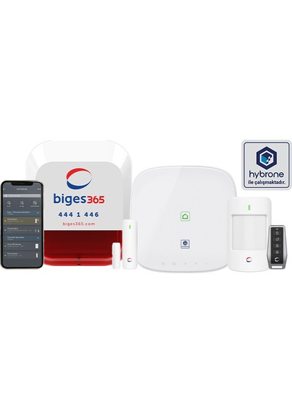 BIGES365 BGS365-BK-4G-XL-W Iot Smart 4g Alarm Kit + BGS365-WOSR-XL Siren Dahil Yeni Set