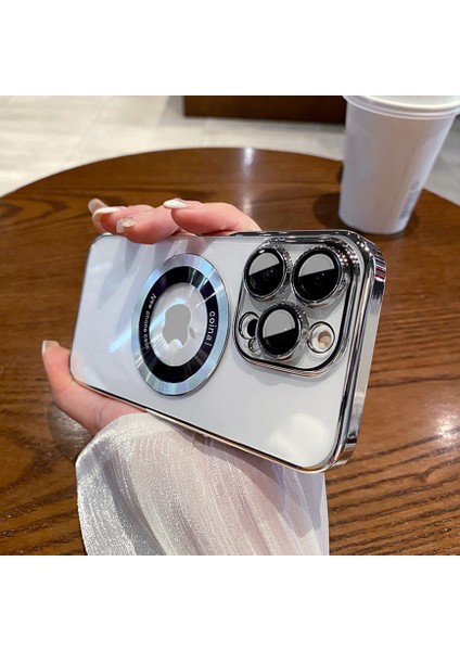 iPhone 14 Pro Max Kılıf Magsafe Şarj Özellikli Lens ve Toz Korumalı Şık Logo Tasarımlı Sert Ince