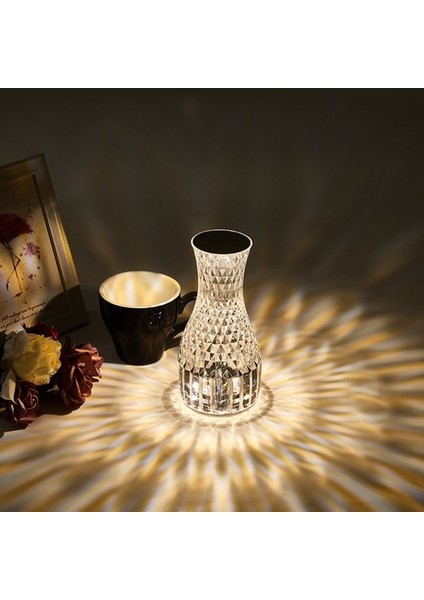 Kristal Masa Lambası Yatak Odası Gül Lambası Elmas Ağ Kırmızı Atmosfer Başucu Lambası Romantik Şarj Yaprak Gece Lambası (Yurt Dışından)