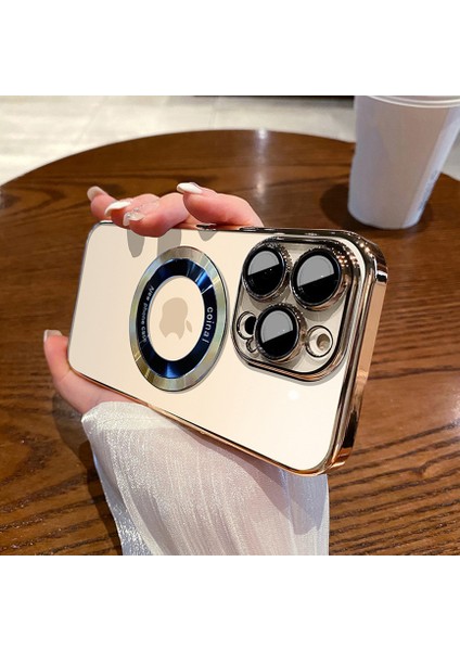 iPhone 14 Pro (6.1) Kılıf Magsafe Şarj Özellikli Lens ve Toz Korumalı Şık Logo Tasarımlı Sert Ince