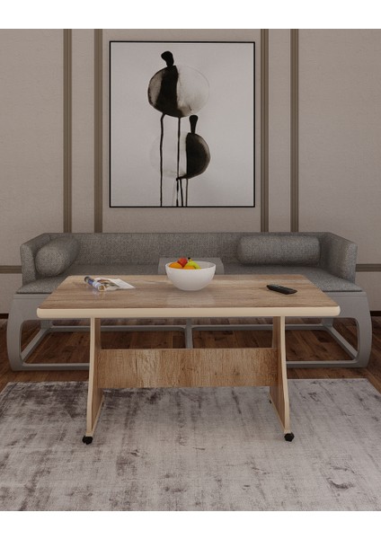 Tekerlekli Mdf Masa %100 Mdf Orta Sehpa Salon Masa Sehpa