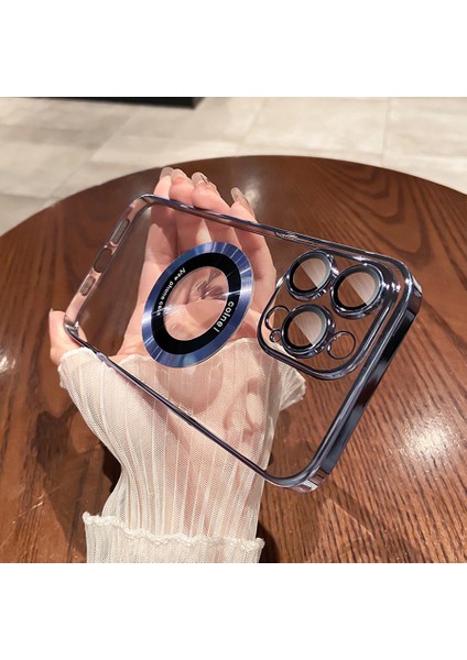 iPhone 13 Pro Max Kılıf Magsafe Şarj Özellikli Lens ve Toz Korumalı Şık Logo Tasarımlı Sert Ince