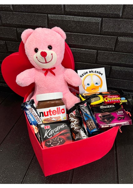 Sevgiliye Özür Hediyesi - Pembe Ayıcık - Nutella ve Bitter Çikolatalar fiyatları