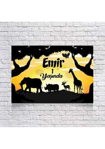 Safari Gün Batımı Temalı Doğum Günü Afişi