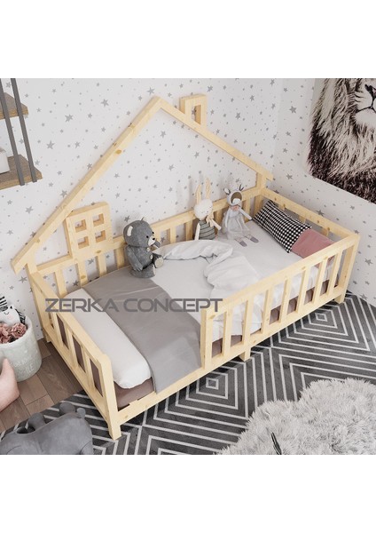 Marina Ithal Ladin Ahşap Çatılı Montessori Çocuk Karyola 80*180 cm fiyatları