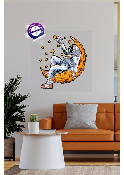 Astronotun Düşüşü Akıllı Kağıt Sticker, Yapışkansız Statik Tutunan Akıllı Kağıt, Çocuk Odası Sticker