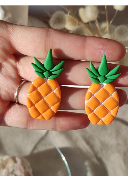 Polimer Kil El Yapımı Ananas Küpe