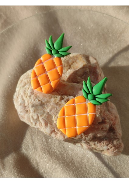 Polimer Kil El Yapımı Ananas Küpe