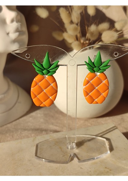 Polimer Kil El Yapımı Ananas Küpe