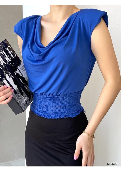 Alt Gipeli Dökümlü Yaka Vatkalı Sandy Bluz (Renkli) fiyatları