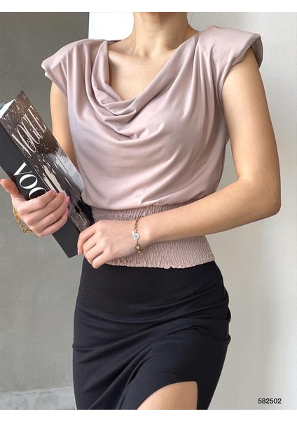 Alt Gipeli Dökümlü Yaka Vatkalı Sandy Bluz (Renkli) fiyatları