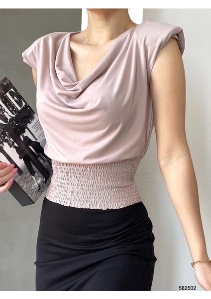 Alt Gipeli Dökümlü Yaka Vatkalı Sandy Bluz (Renkli) fırsatları