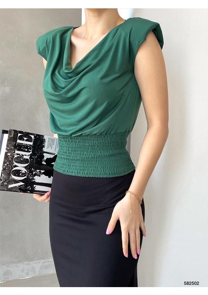 Alt Gipeli Dökümlü Yaka Vatkalı Sandy Bluz (Renkli) modelleri