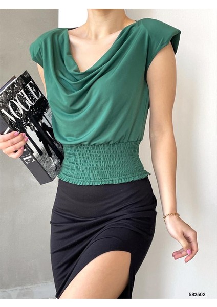 Alt Gipeli Dökümlü Yaka Vatkalı Sandy Bluz (Renkli) indirimleri