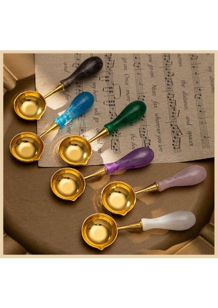 Davetiye Mum Mühürü Eritme Kaşığı El Yapımı Akrilik Saplı Füme Renk indirimleri