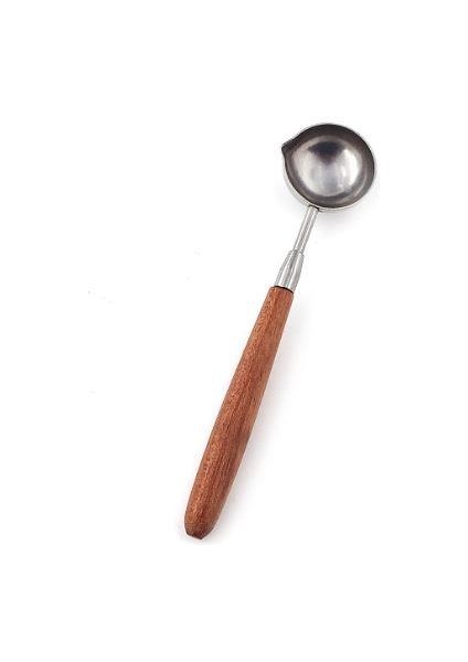 Ahşap Sap Mum Mühürü Eritme Kaşığı Paslanmaz Çelik Gümüş