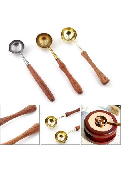 Ahşap Sap Mum Mühürü Eritme Kaşığı Paslanmaz Çelik Gümüş indirimleri