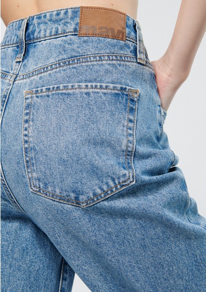 Kadın Happy Gölgeli Mavi 90s Jean Pantolon 101453-82136