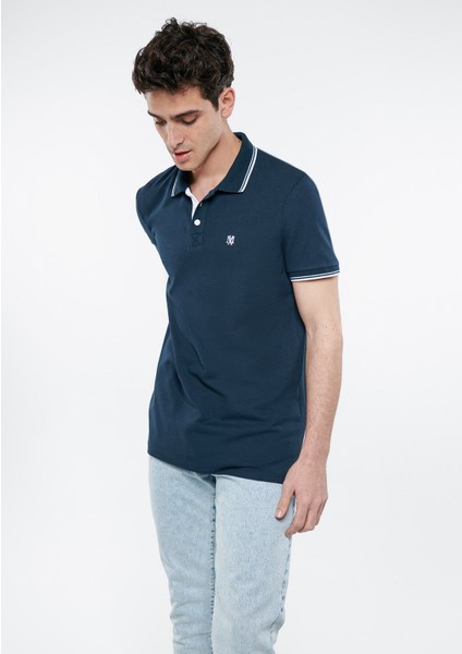 Erkek Yaka Detaylı Lacivert Polo Tişört 064164-28417