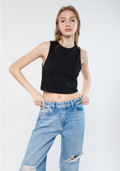 Kadın Siyah Crop Top 1610786-900