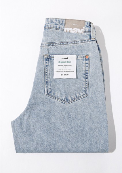 Kadın HAPPY Eskitilmiş Mavi Yırtıklı Jean Pantolon 101453-84409