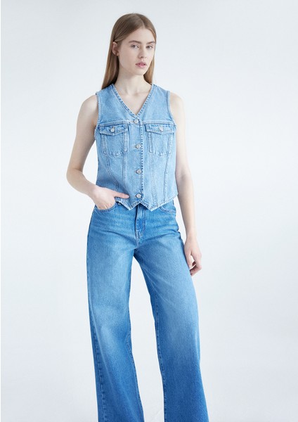 Kadın Venus Açık Mavi Denim Yelek 110911-85816