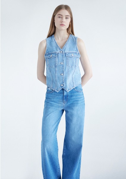 Kadın Venus Açık Mavi Denim Yelek 110911-85816