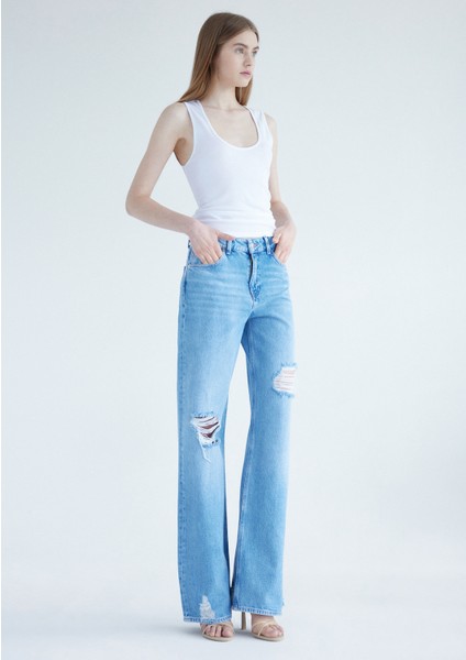 Kadın Malibu Açık Mavi Yırtıklı Street Jean Pantolon 1010152-83664