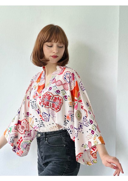 Retrobird Yarasa Model Mini Kimono Kadın Ekru