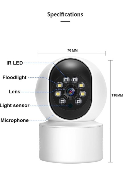 Wifi Kablosuz 1080P 2.4ghz + 5ghz 360° Hareket Izleme Sesli Cctv Ağ Ev Güvenlik Mini Ip Kamera CMR23