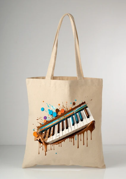 Music Art Tote Piyano Tote Bez Çanta