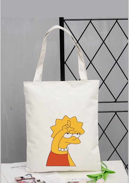 Lisa Simpson Tasarım Tote Bez Çanta