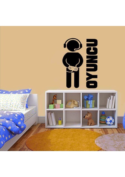 Atari - Bilgisayar Oyuncu Karakteri Dekoratif Genç Odası Duvar Sticker, Çıkartma